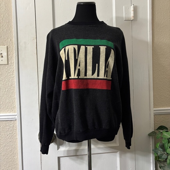 Vintage ITALIA Black Sweatshirt W/Pockets - Picture 7 of 15